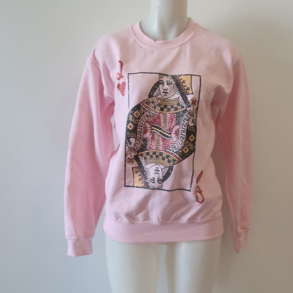 NWT Tina Demel Pink Queen Of Hearts Sweatshirt M